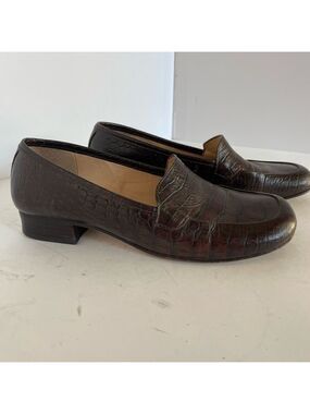 Antonio Melani Women’s Loafers Shoes Brown Slip-on Croc Leather Precocious 6M